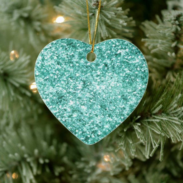 Girly Mint Glitzer Confetti Keramik Ornament (Baum)
