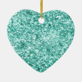 Girly Mint Glitzer Confetti Keramik Ornament