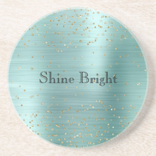 Girly Mint Gold Glam Sparkle Confetti Getränkeuntersetzer