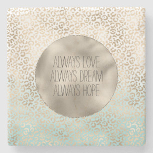Girly Mint Gold Ombre Leopard Print Steinuntersetzer