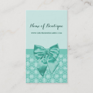 Girly Mint Green Lace Pattern Feminine Ribbon Visitenkarte