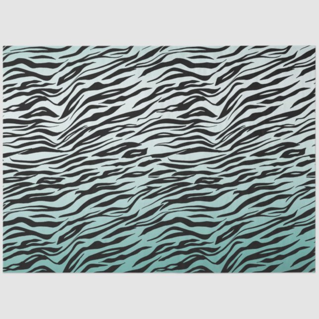 Girly Mint Ombre Black Zebra Print Seidenpapier (Vorderseite)