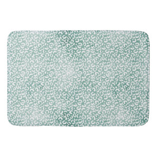 Girly Mint White Leopard Print Badematte