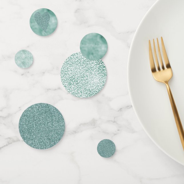 Girly Mint White Leopard Print Konfetti (Gruppe)