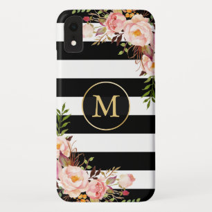 Girly mit Monogramm GoldSchwarz-weiße mit Case-Mate iPhone Hülle
