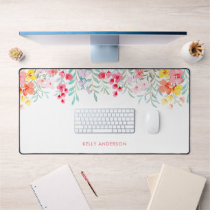 Girly Mit Monogramm Tropical Watercolor Schreibtischunterlage