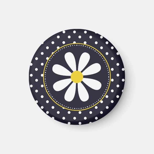 Girly Mod Daisies und Polka Dots Magnet (Vorne)
