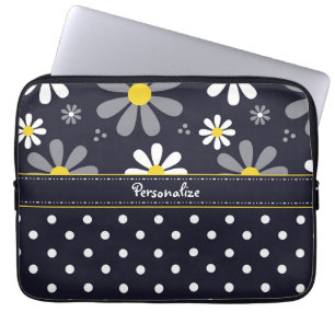 Girly Mod-Gänseblümchen und Polka-Punkte mit Nam Laptopschutzhülle