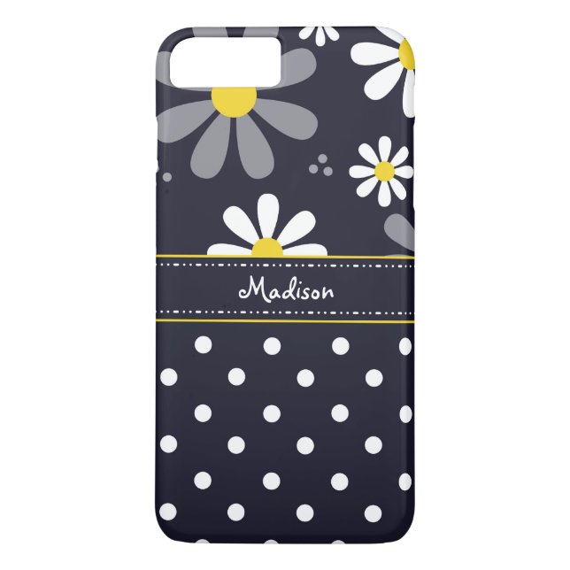 Girly Mod-Gänseblümchen und Polka-Punkte mit Namen Case-Mate iPhone Hülle (Rückseite)