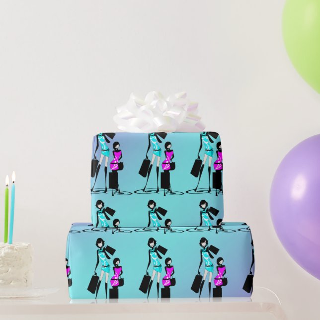 Girly Modells Shopping Paris Geschenkpapier (Partygeschenke)