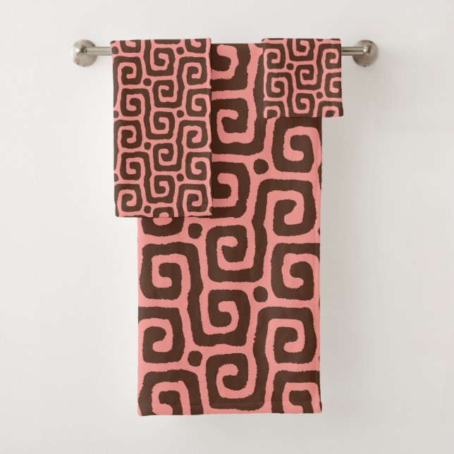 Girly modern Brown &Pink Abstract Pattern  Badhandtuch Set (Insitu)