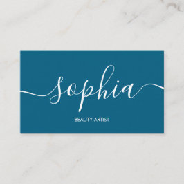 Girly Modern Calligraphy Blue Business Card Visitenkarte
