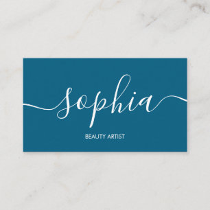 Girly Modern Calligraphy Blue Business Card Visitenkarte