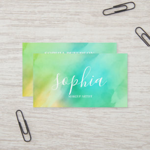 Girly Modern Calligraphy Script Bright Watercolor Visitenkarte