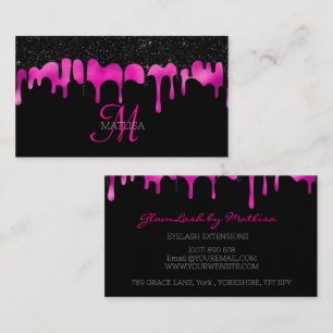 Girly Modern Dripping Monogram Glitzer Salon Visitenkarte