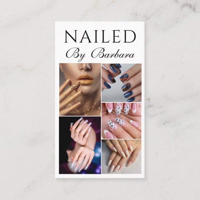 Girly Modern Foto Nail Artist Technician QR Code Visitenkarte (Vorderseite)