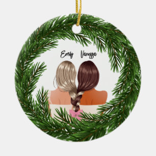Girly Modern Friends Forever BESTE FREUNDIN Frohe Keramik Ornament