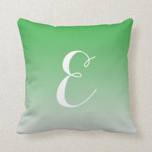 Girly Modern Green Ombre Custom Monogram Kissen