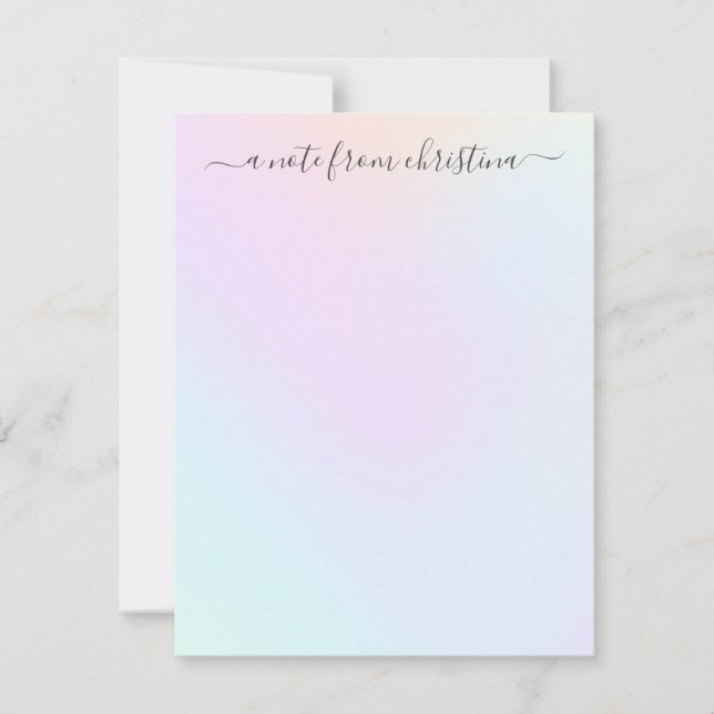 Girly Modern Holographic Feminine Stylish Script Mitteilungskarte (Vorderseite)
