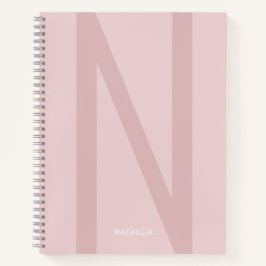 Girly Modern Personalisiert Big Initial Name Pink Notizbuch