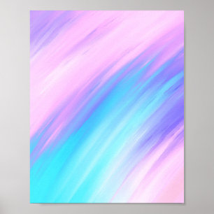 Girly Modern Pink Blue Lila Paint Smudges Poster