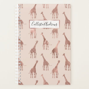 Girly Modern Rose Gold Blush Pink Giraffen Planer