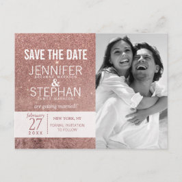 Girly Modern Rose Gold Glitzer Foil Save the Date Ankündigungspostkarte