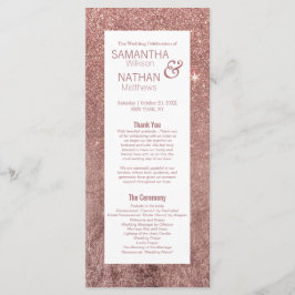 Girly Modern Rose Gold Glitzer Hochzeitsprogramme Programm