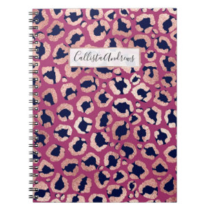 Girly Modern Rose Gold Navy Lila Leopard Print Notizblock