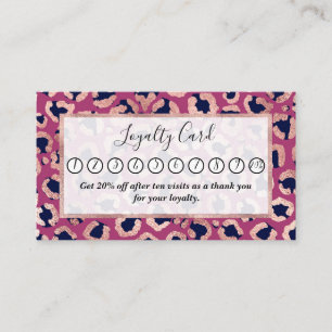 Girly Modern Rose Gold Navy Lila Leopard Print Treuekarte