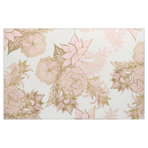 Girly moderne erröten das rosa weiße Blumen Gold Stoff