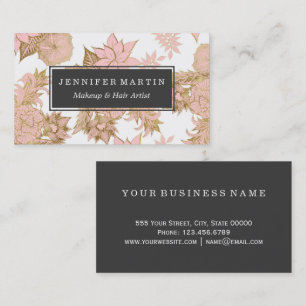 Girly moderne erröten das rosa weiße Blumen Gold Visitenkarte