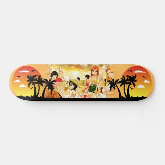 Girly moderne Skateboarder, trendige Anime Girl Skateboard (Horizontal)