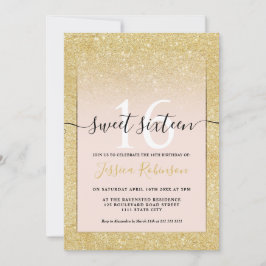 Girly modische Gold Glitzer ombre pink chic Sweet  Einladung