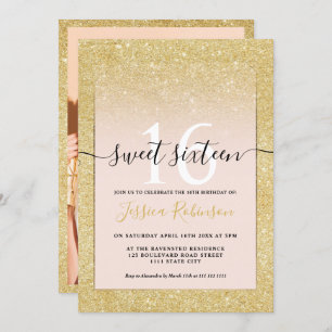Girly modische Gold Glitzer ombre pink chic Sweet  Einladung