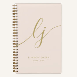 Girly Monogram Calligrafy Initial Blush Pink Gold Notizbuch