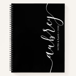 Girly Monogram Calligraphy Black Notizbuch