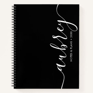 Girly Monogram Calligraphy Black Notizbuch