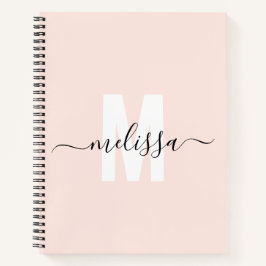 Girly Monogram Calligraphy Blush Notizbuch