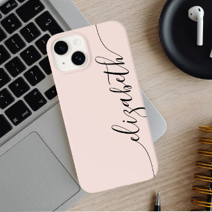 Girly Monogram Calligraphy Blush Pink Case-Mate iPhone 14 Hülle