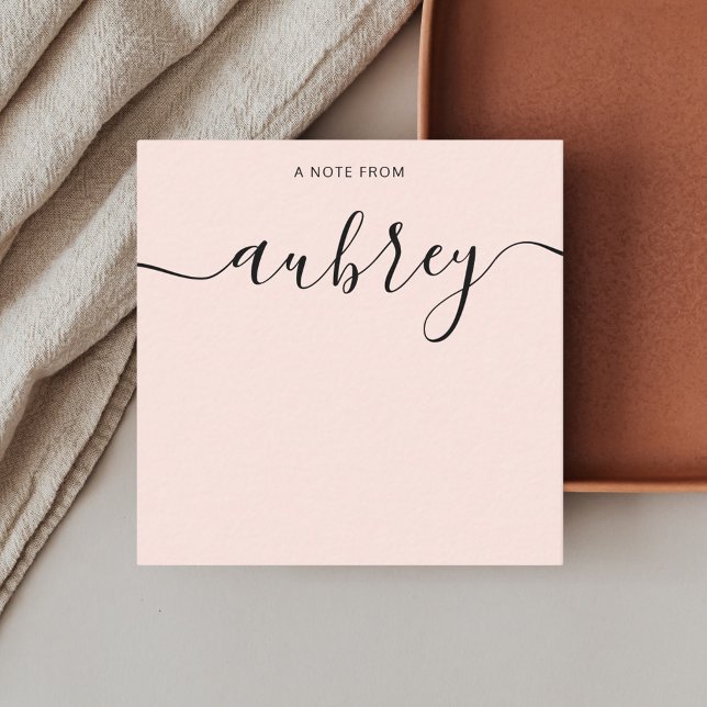 Girly Monogram Calligraphy Blush Pink Mitteilungskarte (Von Creator hochgeladen)