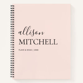 Girly Monogram Calligraphy Blush Pink Notizbuch
