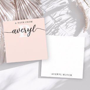 Girly Monogram Calligraphy Blush Pink Stationery Mitteilungskarte