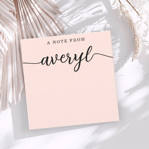 Girly Monogram Calligraphy Blush Pink Stationery Mitteilungskarte