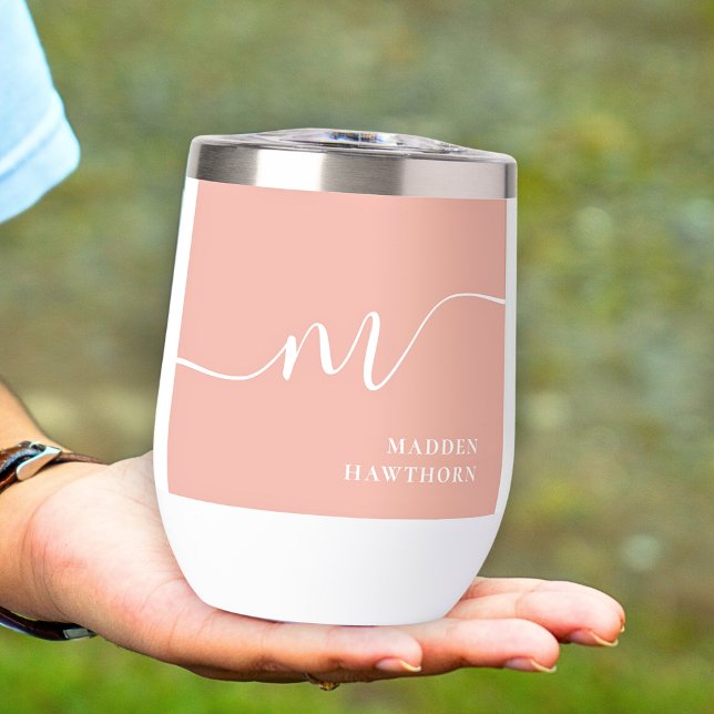 Girly Monogram Calligraphy Coral Blush Pink Bride (Von Creator hochgeladen)