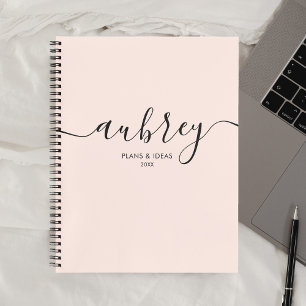 Girly Monogram Calligraphy Elegant Pink Notizbuch