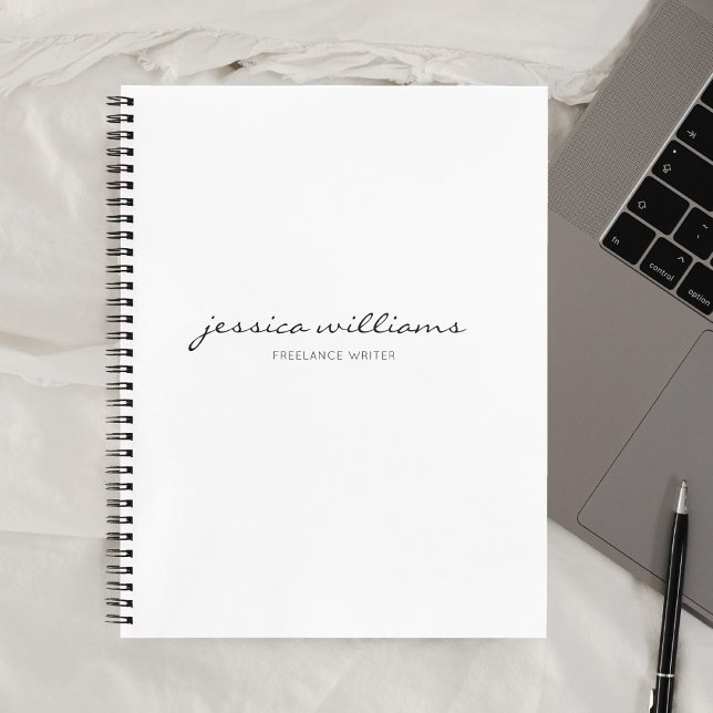 Girly Monogram Calligraphy Minimalistisch White Notizbuch (Von Creator hochgeladen)
