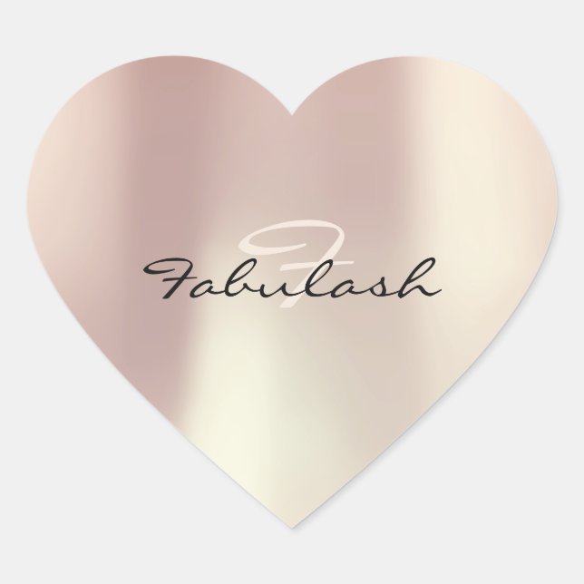 Girly Monogram Heart Glitzer Rose Blush 16 Herz-Aufkleber (Vorderseite)