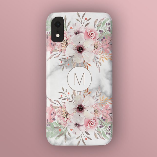 Girly Monogram Marble Case-Mate iPhone Hülle (Von Creator hochgeladen)
