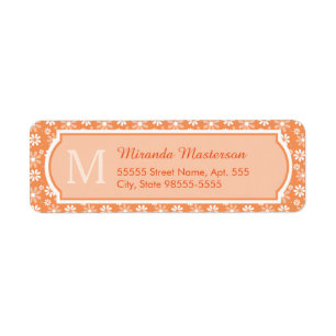 Girly Monogram Niedlich Orange Daisy Blume und Nam